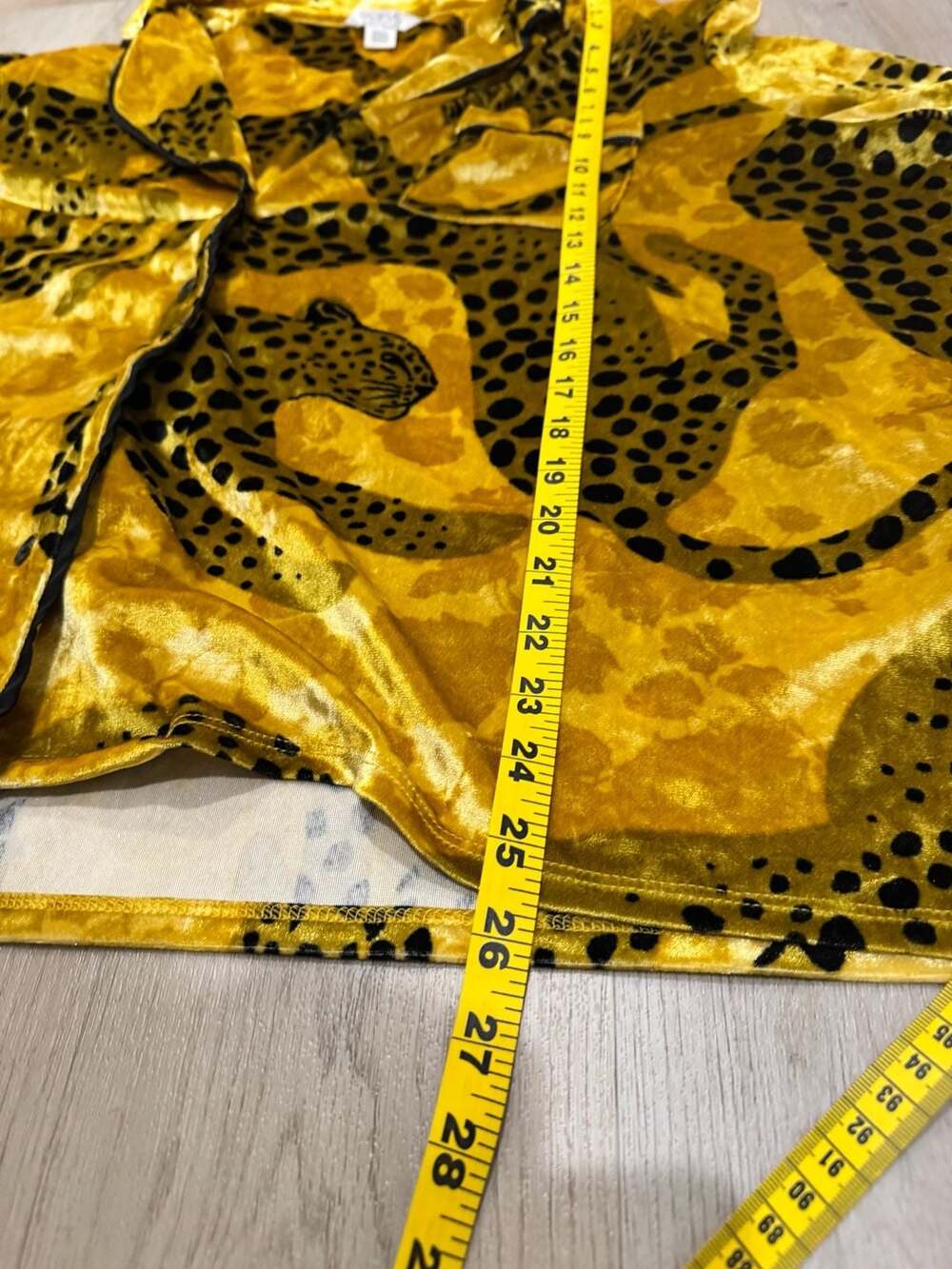 Sofia Intimates Pajama Top Gold Leopard Velvet